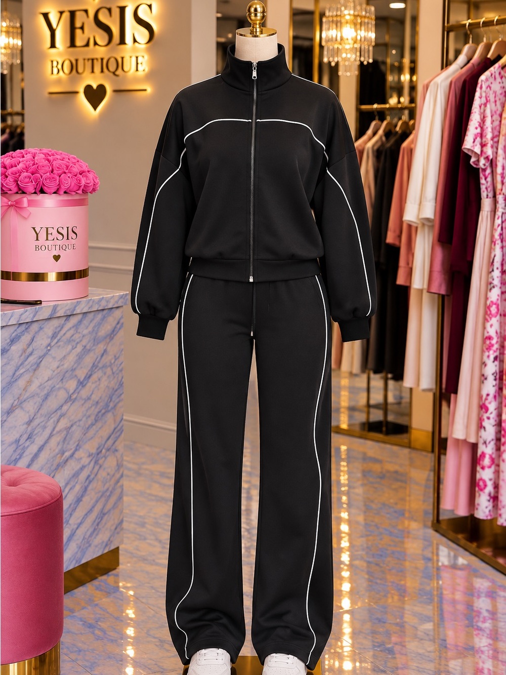 Women's Black Tracksuit Set